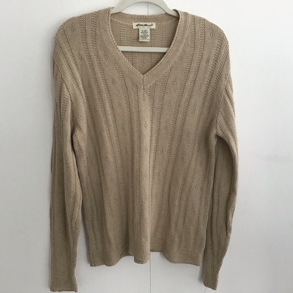 Eddie Bauer linen/ cotton blend v neck sweater. Size medium tall.